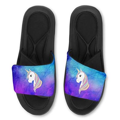 Violet Victoria & Fan Star Custom Personalized UNICORN Slide Sandals - Add your Name! - SMALL