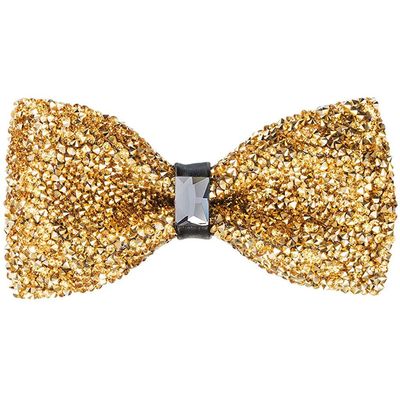 Onwon Rhinestone Bow Ties Party Banquet Glitter Bowties with Adjustable Length Men's Pre-tied Bow Ties for Wedding Parties Gold