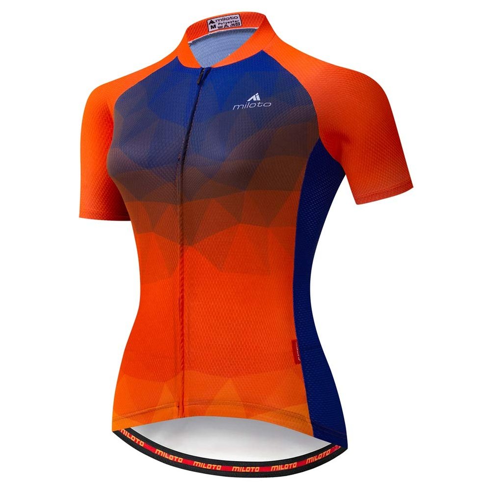 Uriah Women's Cycling Jersey Short Sleeve Reflective Orange Blue Size XXL(CN)
