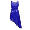 iiniim Girls Cutout Back Lyrical Dance Dress Modern Contemporary Costumes Gymnastic Leotard Ballet Dancing Outfit Lace Blue(3 pcs) 5-6 view 2