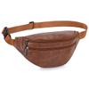 Leather Fanny Packs for Men Women, Brown Belt Bag Fashionable Waist Pack Sling Crossbody Bags Purse for Casual Workout Travel Camping Hiking Walking view 1