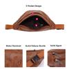 Leather Fanny Packs for Men Women, Brown Belt Bag Fashionable Waist Pack Sling Crossbody Bags Purse for Casual Workout Travel Camping Hiking Walking view 4
