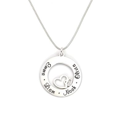 AJ's Collection Personalized Stationary Sterling Silver Washer Name Necklace With Heart. Customize a washer charm. Choice of Sterling Silver Chain. Shiny, elegant, classy. Gift for Her