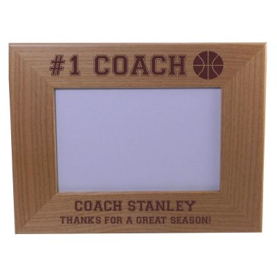 CustomGiftsNow Personalized #1 Coach Basketball Team Custom Engraved Alder Wood Picture Frame - Add Your Coaches Name, Team Name (5x7 Horizontal)