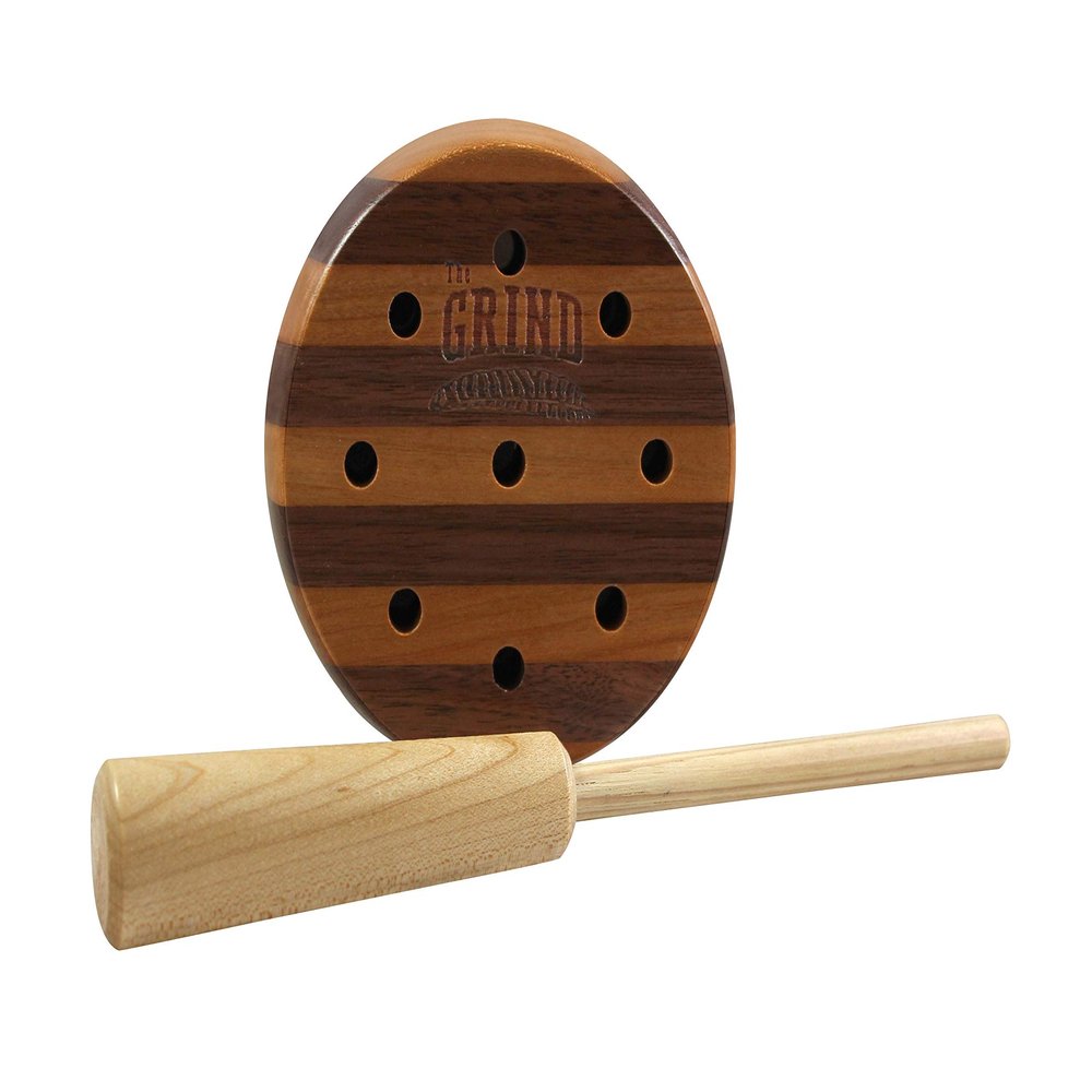 THE GRIND Cooker Pot & Peg Slate Turkey Call, Walnut/Maple Woods with Slate Top Pot Turkey Call, Brown