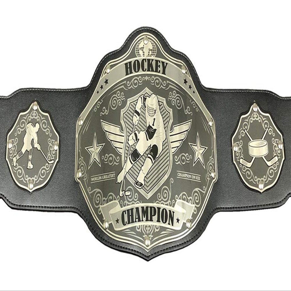 Undisputed Belts Hockey Championship Belt Trophy - Custom Banner Text and Color Options