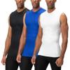 DEVOPS 3 Pack Men's Athletic Compression Shirts Sleeveless (Small, Black/Blue/White) view 1
