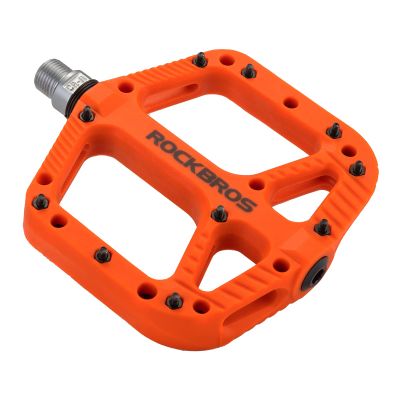 Rock BROS Mountain Bike Pedals Nylon Composite Bearing 9/16" MTB Bicycle Pedals with Wide Flat Platform Orange