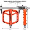 Rock BROS Mountain Bike Pedals Nylon Composite Bearing 9/16" MTB Bicycle Pedals with Wide Flat Platform Orange view 2