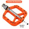 Rock BROS Mountain Bike Pedals Nylon Composite Bearing 9/16" MTB Bicycle Pedals with Wide Flat Platform Orange view 3