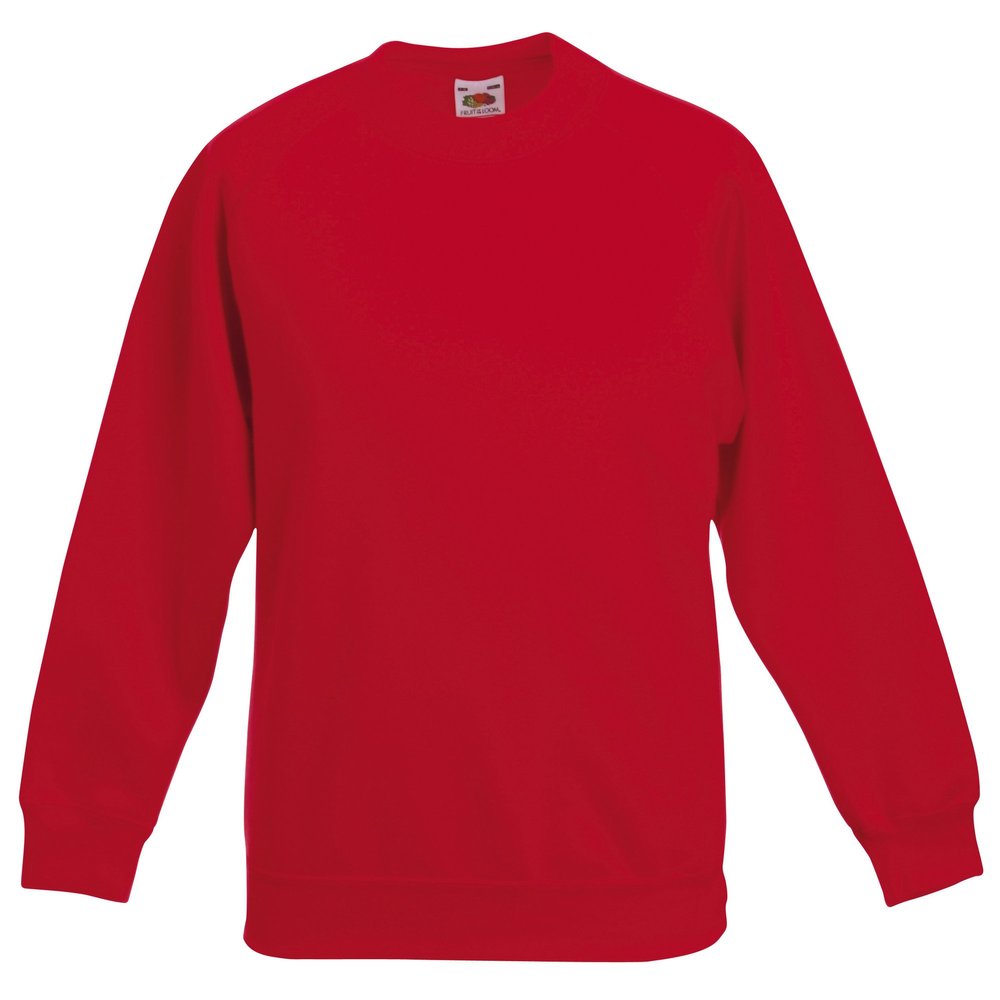 Fruit of the Loom Childrens Big Boys Raglan Sleeve Sweatshirt (Pack of 2) (5-6) (Red)