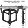 Rock BROS Mountain Bike Pedals Nylon Composite Bearing 9/16" MTB Bicycle Pedals with Wide Flat Platform Black view 2