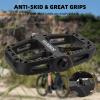 Rock BROS Mountain Bike Pedals Nylon Composite Bearing 9/16" MTB Bicycle Pedals with Wide Flat Platform Black view 3