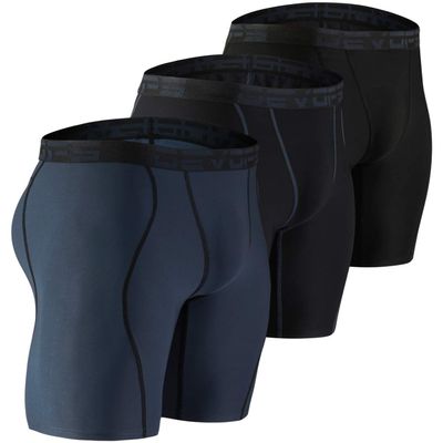 DEVOPS Men's Compression Shorts Underwear (3 Pack) (2X-Large, Black/Black/Charcoal)