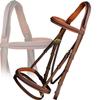 Exion English Jumping Hunter Bridle with Removable Flash Noseband, Rubber Reins & Brass Buckle | Soft Padded Raised Snaffle Browband & Noseband | Anti-Pressure Headpiece | Leather Horse Bridle view 1