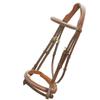 ExionPro Exion Anatomical Snaffle Jumping Bridle for Horses with Removable Flash Noseband & Rubber Reins  Premium Vegetable-Tanned Leather, Brass Buckles, Padded MonoCrown, Designer Stitching view 1