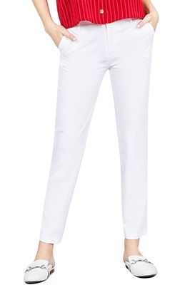 2LUV Women's Solid Casual Straight Leg Long Woven Pants Off White S
