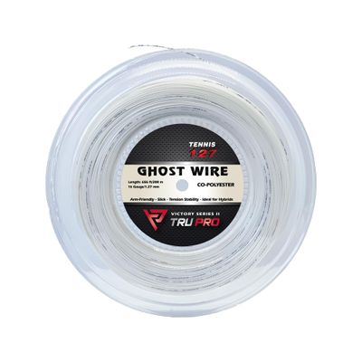 Tier One Sports TRU PRO Ghost Wire - Tennis String Reel (Poly): Super Soft and Arm Friendly (16g (1.27 mm), 200 m, White)