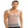 ACSUSS Men's Fishnet See-Through Tank Top Vest Sheer Mesh Sleeveless Undershirts White Medium view 1
