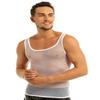 ACSUSS Men's Fishnet See-Through Tank Top Vest Sheer Mesh Sleeveless Undershirts White Medium view 2