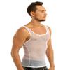 ACSUSS Men's Fishnet See-Through Tank Top Vest Sheer Mesh Sleeveless Undershirts White Medium view 3