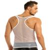 ACSUSS Men's Fishnet See-Through Tank Top Vest Sheer Mesh Sleeveless Undershirts White Medium view 4