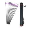 12 Pcs 30 Inch Archery Carbon Arrows 500 Spine Hunting Practice Target Carbon Arrows Shaft with 100 Grain Replaceable Tips for Archery Compound & Recurve & Traditional Bow (Purple Arrow and Quiver) view 1