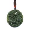 1.9" China Certified Nature Hetian Nephrite Jade Fortune Pixiu Double Carved Necklace Pendant 6174 view 1