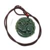1.9" China Certified Nature Hetian Nephrite Jade Fortune Pixiu Double Carved Necklace Pendant 6174 view 4