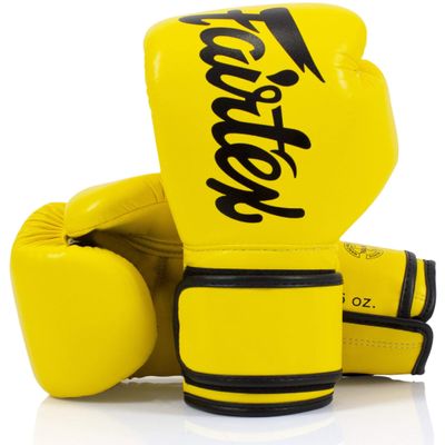 Fairtex BGV14 Muay Thai Boxing Microfibre Gloves for Men, Women, Kids | MMA Gloves, Kickboxing, Gym, Workout | Premium Quality, Light Weight & Shock Absorbent Boxing Gloves- (Yellow/12oz)