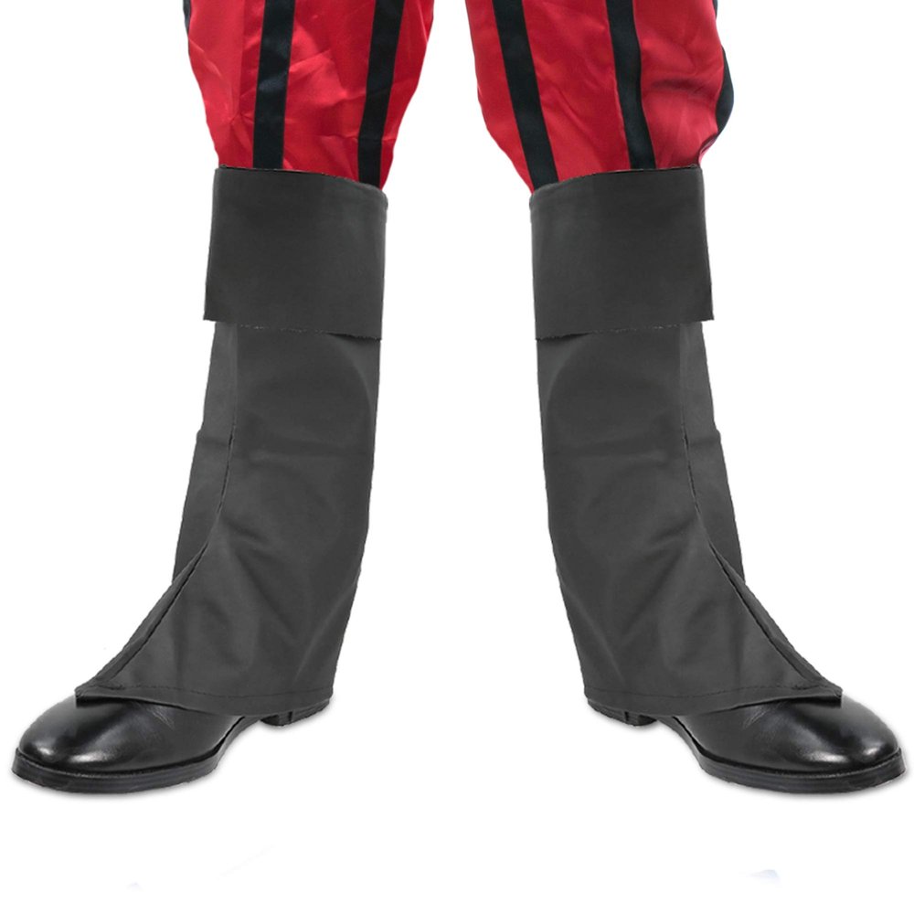Skeleteen Faux Leather Costume Boots - Knee High Over the Shoe Black Pirate Boots Accessories for Costumes