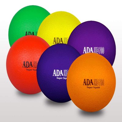 ADA Sports Dodgeball Gym Ball| Kid Super Squish | Multiple Colors | 6" | Recreation, P.E. Physical Education, Playground, or Party Use | Foam Coated | Set of 6