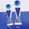 The Elegante Optical Crystal Glass Diamond Trophy Awards Recognition Achievement Reality Personalized Custom Laser Etched Engraving Trophy (Blue Diamond, 8.25" H) view 1