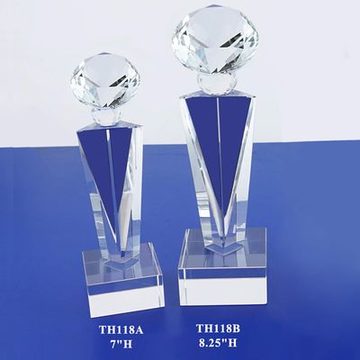 The Elegante Optical Crystal Glass Diamond Trophy Awards Recognition Achievement Reality Personalized Custom Laser Etched Engraving Trophy (Clear Diamond, 8.25" H)