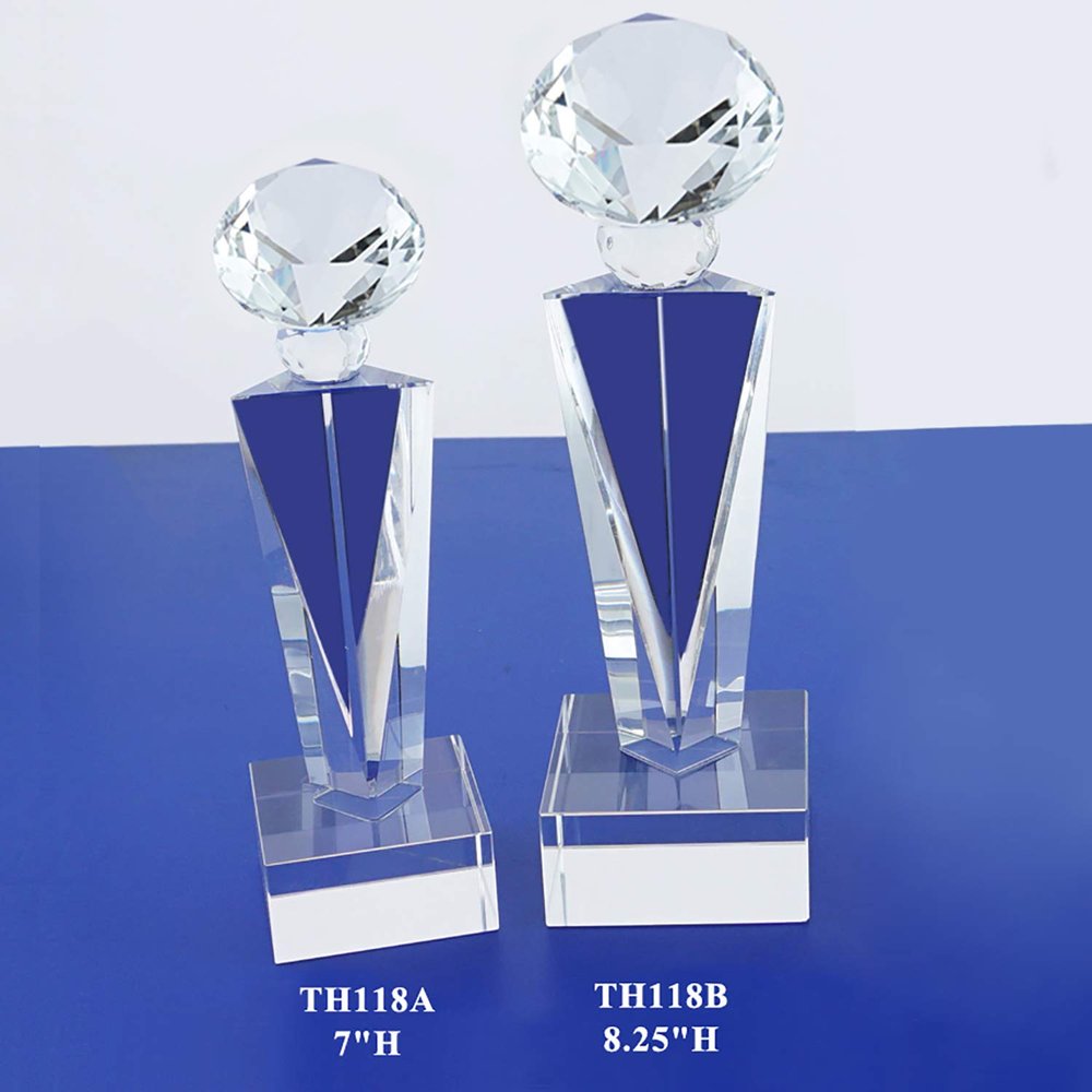 The Elegante Optical Crystal Glass Diamond Trophy Awards Recognition Achievement Reality Personalized Custom Laser Etched Engraving Trophy (Clear Diamond, 8.25" H)