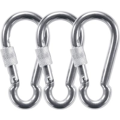 PROND Locking Carabiners, Heavy Duty Carabiner, 316 Stainless Steel Screw Lock Carabiner Hooks (3PCS - 316 Stainless Steel)