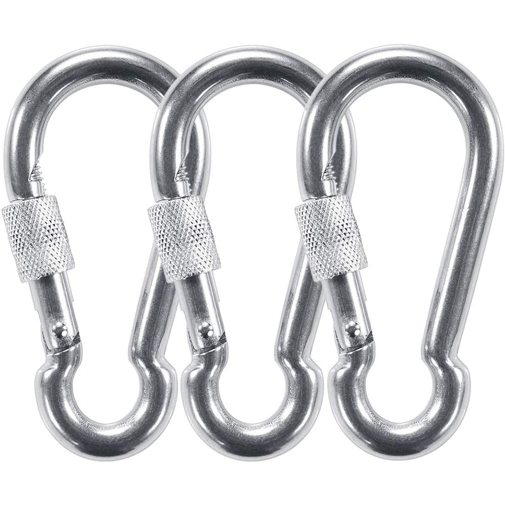 PROND Locking Carabiners, Heavy Duty Carabiner, 316 Stainless Steel Screw Lock Carabiner Hooks (3PCS - 316 Stainless Steel)