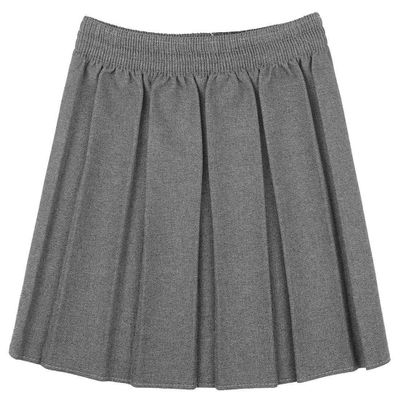 Girls Plain Box Pleated Mini Skirt Childrens Kids Elastic Waist School Uniform Mini Skirt Grey 13-14 Years
