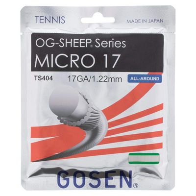 GOSEN OG-Sheep Micro, 17 White 40' All-Round Performance, Synthetic Tennis String