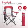 ALPHA CAMP Oversized Mesh Back Camping Folding Chair Heavy Duty Support 350 LBS Collapsible Steel Frame Quad Chair Padded Arm Chair with Cup Holder Portable for Outdoor (Red/Grey) view 2