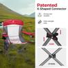 ALPHA CAMP Oversized Mesh Back Camping Folding Chair Heavy Duty Support 350 LBS Collapsible Steel Frame Quad Chair Padded Arm Chair with Cup Holder Portable for Outdoor (Red/Grey) view 3