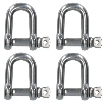 AB Tools 4 Pack 10mm Stainless Steel Dee Shackle Marine Grade 316