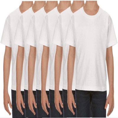 Alstyle Boy's & Girl's Youth Standard Shorts Sleeve Tee, White 6-Pack,Large