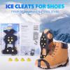 Sfee Ice Cleats for Boots Shoes, Snow Grips Cleats for Ice and Snow Anti-Slip Rubber Traction Cleats for Walking on Snow and Ice 10 Steel Studs Crampons for Hiking, Walking, Climbing, Jogging view 2