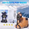 Sfee Ice Cleats for Boots Shoes, Snow Grips Cleats for Ice and Snow Anti-Slip Rubber Traction Cleats for Walking on Snow and Ice 10 Steel Studs Crampons for Hiking, Walking, Climbing, Jogging view 2