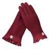 Fashion Elegant Womens Touch Screen Gloves Winter Ladies Lace Warm Cashmere Bow Full Finger Mittens Wrist Guantes Gift B Maroon view 1
