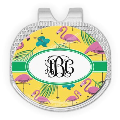 YouCustomizeIt Personalized Pink Flamingo Golf Ball Marker - Hat Clip - Silver