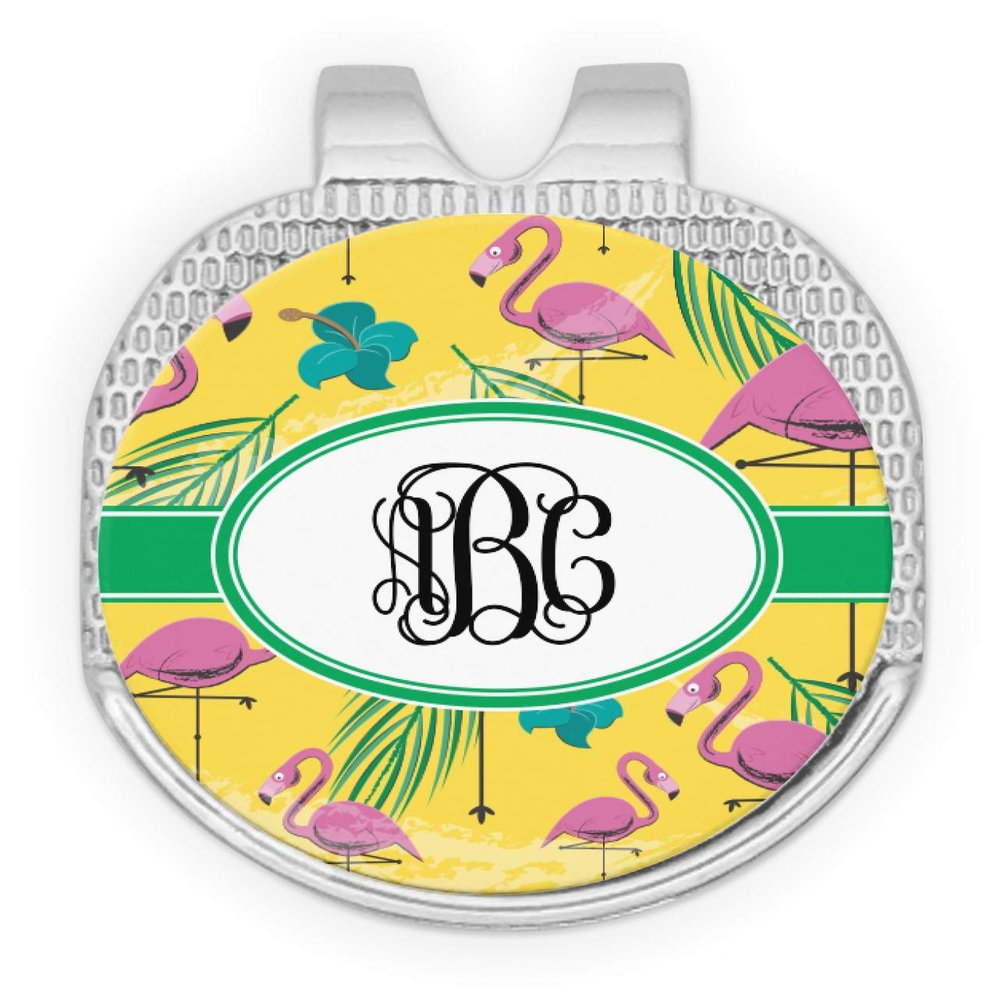 YouCustomizeIt Personalized Pink Flamingo Golf Ball Marker - Hat Clip - Silver