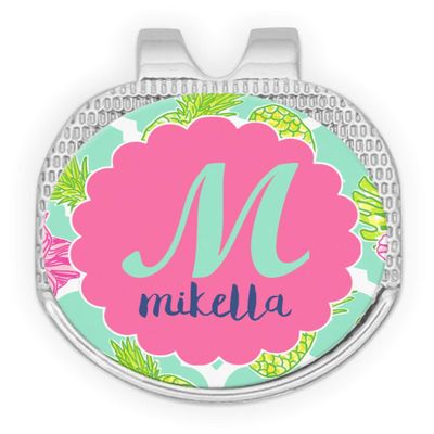 YouCustomizeIt Personalized Preppy Hibiscus Golf Ball Marker - Hat Clip - Silver