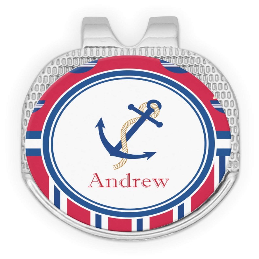 YouCustomizeIt Personalized Sail Boats & Stripes Golf Ball Marker - Hat Clip - Silver